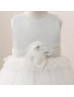 Silver Sparkly Lace Tulle Tiered Flower Girl Dress